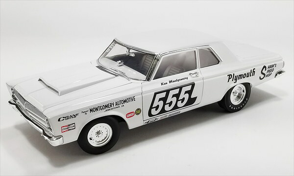 ミニカー 1/18 ACME☆1965 プリムス ベルベディア、ベルヴェディア 白 薬物スピード競技遣りかた 1965 Plymouth Belvedere Super Stock ? 555 ? Triple Nickel   【押さえる取っておく商いもの】