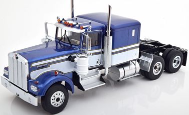 ミニカー 1/18 ROAD-KINGS Kenworth W900 トレーラ貨物自動車 1989 青みメタ/白いこと【取っておく商いもの】