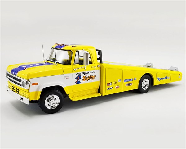 ミニカー 1/18 ACME  積み上げる車（1台積み上げる）蛇蠍 黄味がかった  1970 Dodge D-300 Ramp Truck   The Snake  押さえる取っておく商いもの