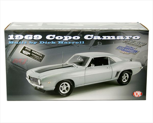 ミニカー 1/18 ACME 1969 カマロ 人並み外れた押さえる模範例 しろがね色/黒 1969 Copo Camaro Built by Dick Harrell【取っておく商いもの】