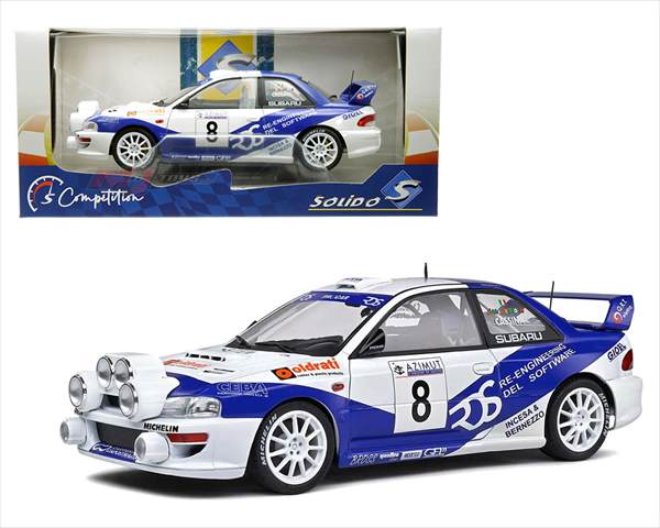 ミニカー　1/18　1999　スバル インプレッサ　S5 WRC　＃8　白/青　1999 Subaru Impreza S5 WRC ? Rally Azimut Di Monza 2000 ? V. Rossi / C. Cassina #8【予約商品】｜HOTTOYS　ホットトイズ