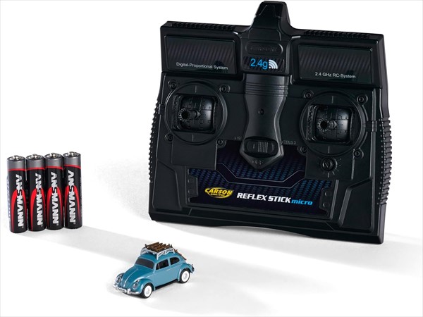 超精密ラジコン　1/87　CARSON　ラジコン　ワーゲン　ビートル　ルーフキャリア付き　青色　予約商品