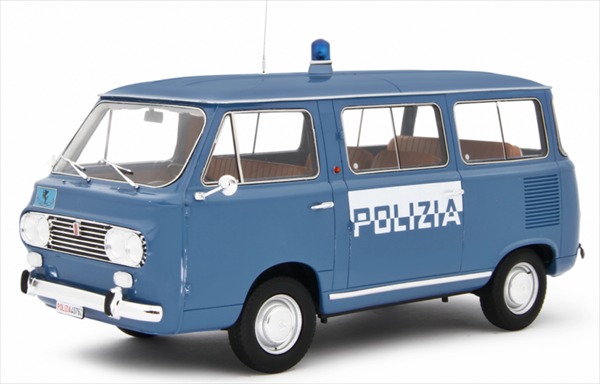ミニカー 1/18 1965 命令850 バン パトロールカー 青味  Fiat 850 Familiare Polizia 1965-76 命令 LRM 取っておく商いもの
