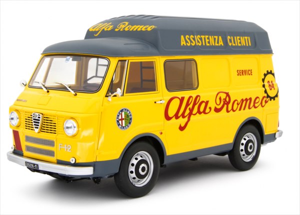 ミニカー 1/18 アルファロメオ バン 客あしらい貨物自動車「アルファロメオ」 黄味がかった Alfa Romeo F12 Autocarro Tetto Sopralzato Assistenza Clienti 1967 LRM 取っておく商いもの