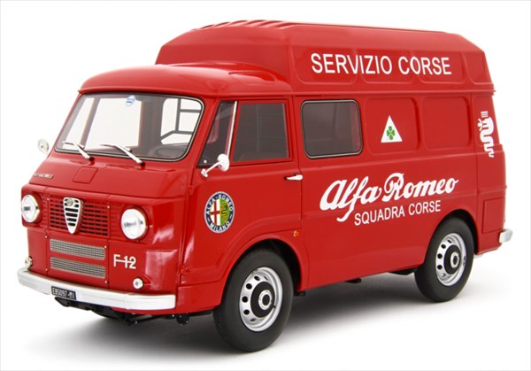 ミニカー 1/18 アルファロメオ バン 客あしらい貨物自動車「アルファロメオ」 赤いこと Alfa Romeo F12 Autocarro Tetto Sopralzato Servizio Corse 1967 LRM 取っておく商いもの
