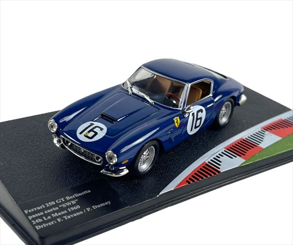 1/43　フェラーリ ミニカー　フェラーリ250GT　　ベルリネッタ　＃16ルマン　1960 紺色　 Ferrari 250 GT Berlinetta Passo Corto SWB Tavano-Dumay #16 Le Mans 1960　　限定予約商品｜HOTTOYS　ホットトイズ