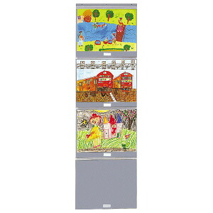 絵画作品ハンガー 画用紙 4切用 横型 4枚 作品入れ 作品ホルダー 絵画 アート 展示 掲示 透明 保育園 幼稚園 小学校 ポスター 作品 制作