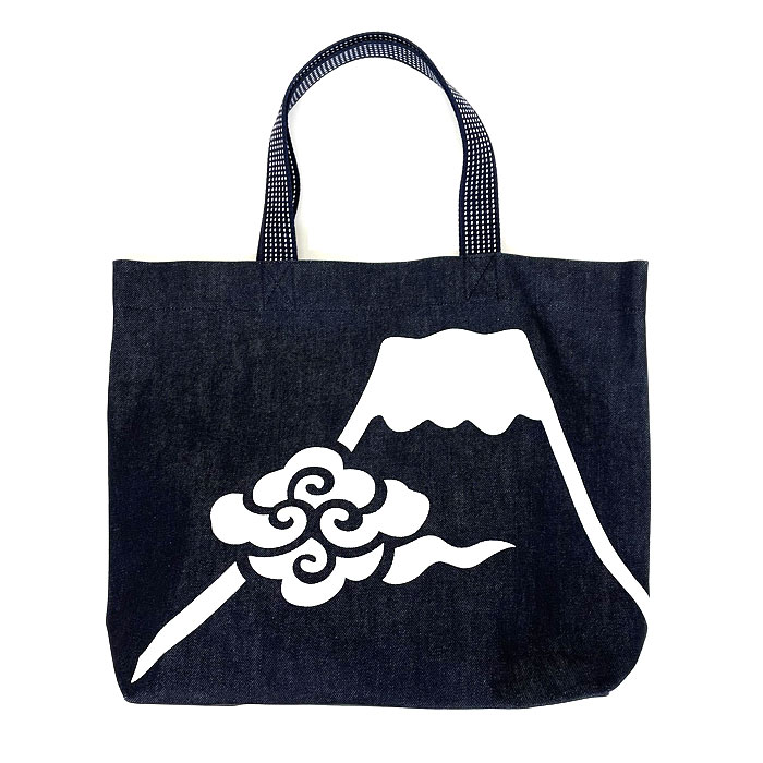 楽天市場】レトロデニムトートバッグ（横長） 富士に雲 倉敷