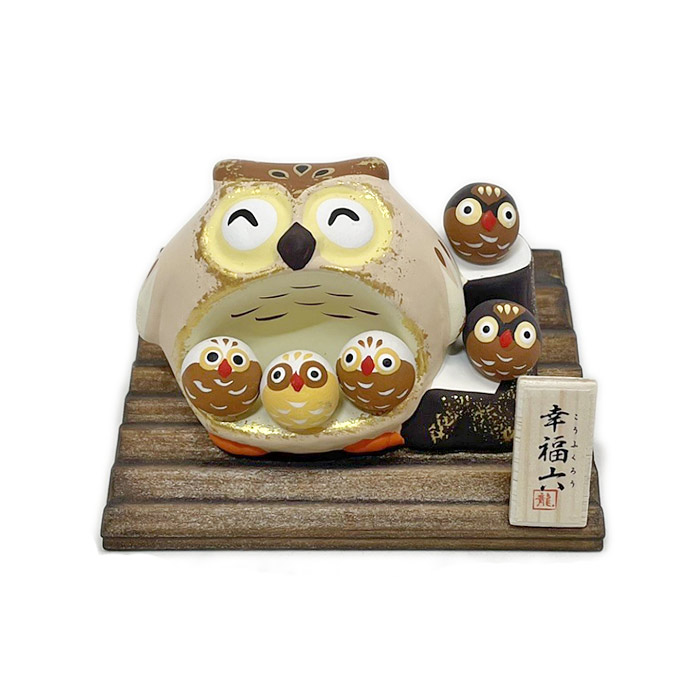 題名ー幸福を呼ぶ梟 楽天市場】福を呼ぶ 幸せふくろうふくろうの置物 2つセット