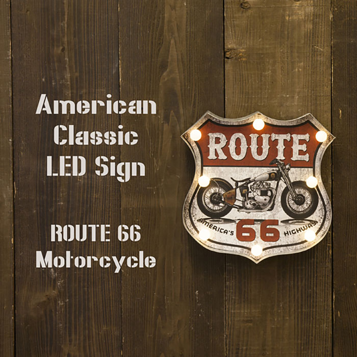 【American Classic LEDサイン】 ★ROUTE 66 Motorcycle★ LED　インテリア　壁掛 ROUTE66　看板　アメリカン
