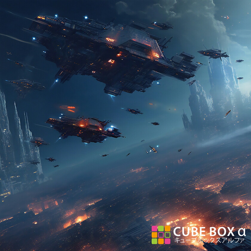 【CBA CBH 専用背面デザインシート】 宇宙戦争 宇宙戦艦 宇宙都市 銀河 惑星 SF 宇宙船 侵略者画像