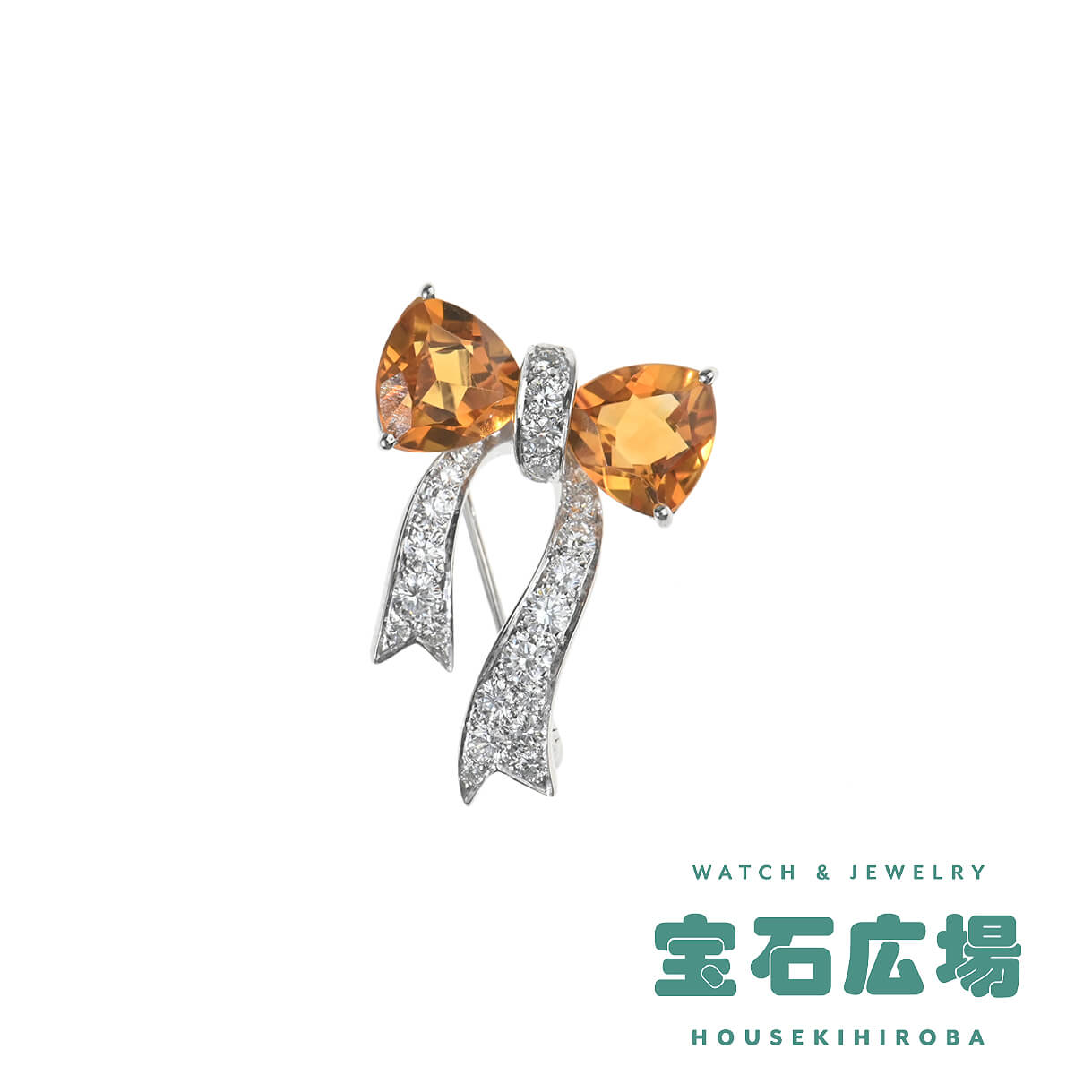 ティファニー TIFFANY＆Co. リボン シトリン・ダイヤ ブローチ 【中古】レディース ジュエリー 送料無料