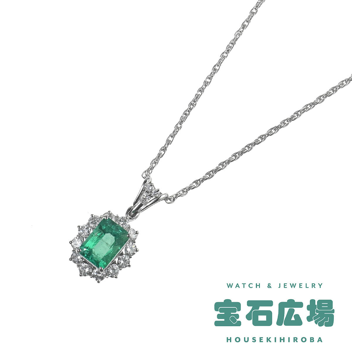 ノーブランド エメラルド・ダイヤ ペンダントネックレス 【中古】レディース ジュエリー 送料無料|宝石広場