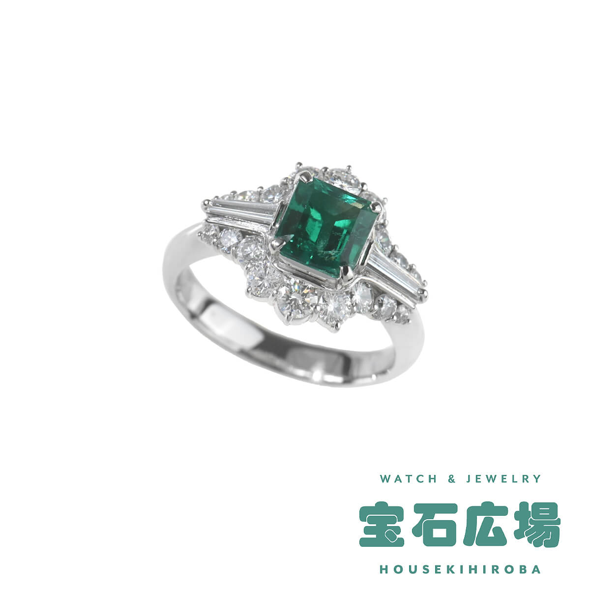 ノーブランド エメラルド・テーパーダイヤ・ダイヤ リング 【中古】レディース ジュエリー 送料無料|宝石広場