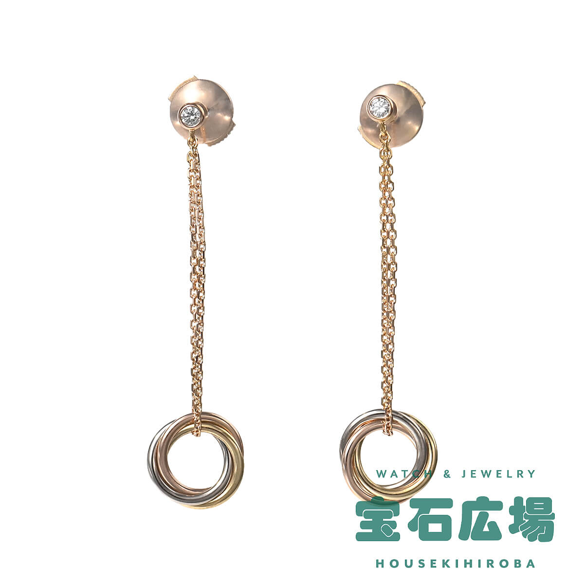 カルティエ Cartier トリニティ 1Pダイヤ チェーンドロップピアス B8043300 【中古】レディース ジュエリー 送料無料 182,700円