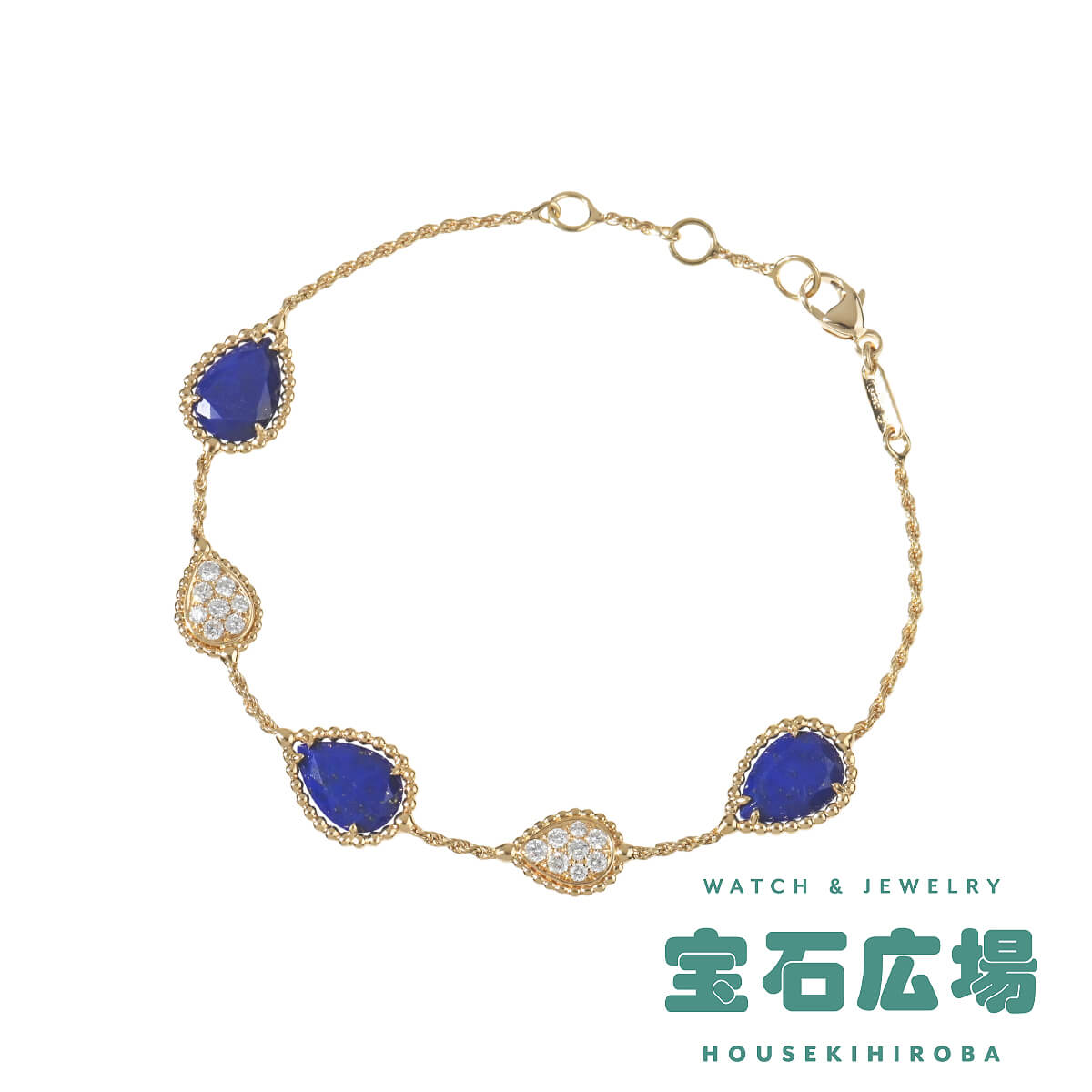 ブシュロン BOUCHERON セルパンボエム 5モチーフ 3Pラピス・パヴェダイヤ ブレスレット JBT00735【中古】ユニセックス ジュエリー 送料無料｜宝石広場