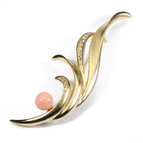 楽天市場】【8%OFFクーポン】ピンク ミッド珊瑚 ブローチ 帯留め 花