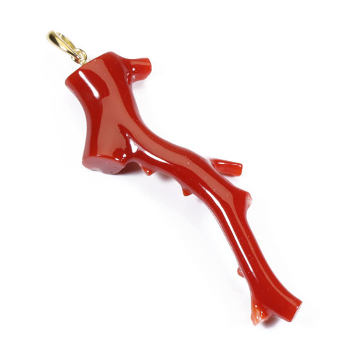 血赤 珊瑚 ペンダント トップ 枝サンゴ K18 イエローゴールド 無染色 SANSUI レディース 女性 ファッション アクセサリー ジュエリー 還暦祝い 珊瑚婚式 3月誕生石 ラッピング無料 送料無料
