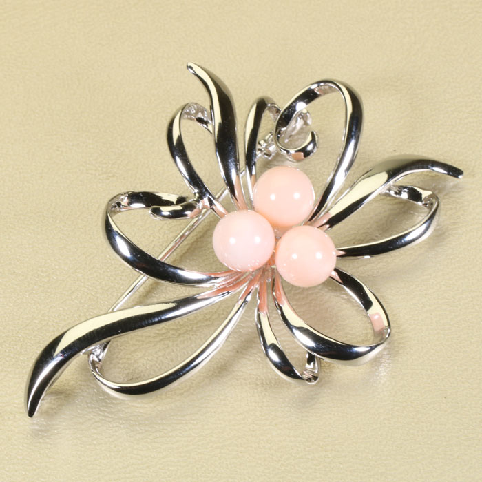 楽天市場】ピンク ミッド珊瑚 ブローチ 帯留め 花 彫刻 無染色