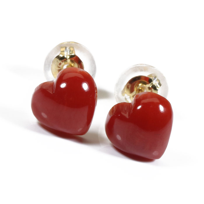 血赤珊瑚 サンゴ ハート ピアス K18YG イエローゴールド 無染色 SANSUI レディース 女性 ファッション アクセサリー ジュエリー 還暦祝い 珊瑚婚式 3月誕生石 ラッピング無料 送料無料 高知 土佐