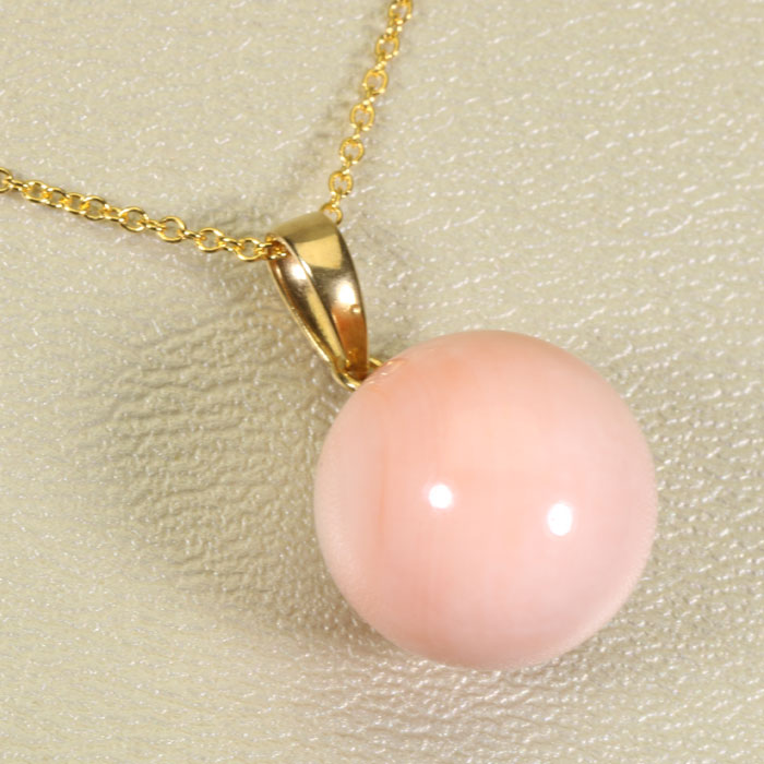 ピンク ガーネ珊瑚 ペンダント 丸玉 無染色 SANSUI レディース 女性 ファッション アクセサリー ジュエリー 還暦祝い 珊瑚婚式 3月誕生石 ラッピング無料 送料無料 高知 土佐