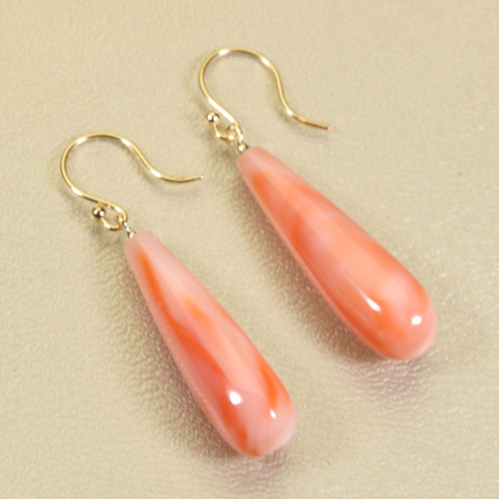 深海 珊瑚 ピンク ピアス フック K18 イエローゴールド 無染色 SANSUI レディース 女性 ファッション アクセサリー ジュエリー 珊瑚婚式 3月誕生石 ラッピング無料 送料無料 高知 土佐