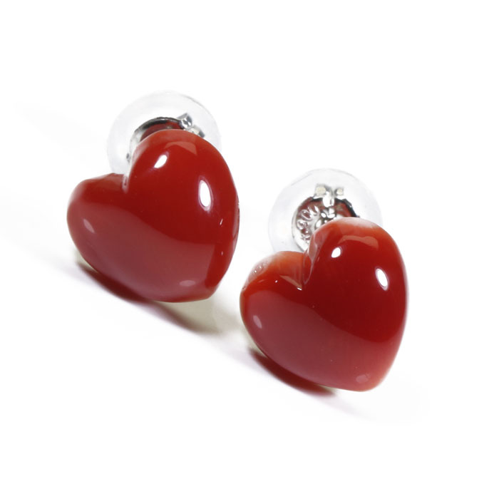 血赤珊瑚 ピアス ハート Pt900 プラチナ 無染色 SANSUI レディース 女性 ファッション アクセサリー ジュエリー 還暦祝い 珊瑚婚式 3月誕生石 ラッピング無料 送料無料 高知 土佐｜宝石珊瑚のSANSUI