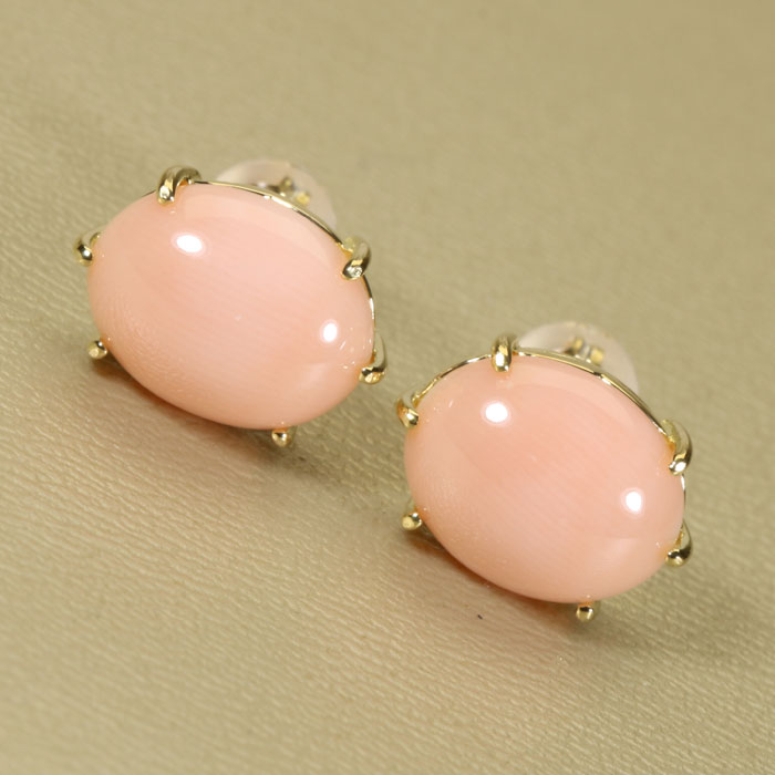 桃珊瑚 本ボケ ピアス K18YG イエローゴールド 無染色 SANSUI ピンク レディース 女性 ファッション アクセサリー ジュエリー 珊瑚婚式 3月誕生石 ラッピング無料 送料無料
