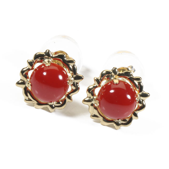 血赤 珊瑚 ピアス K18 18金 イエローゴールド 無染色 SANSUI レディース 女性 ファッション アクセサリー ジュエリー 還暦祝い 珊瑚婚式 3月誕生石 ラッピング無料 送料無料|宝石珊瑚のSANSUI