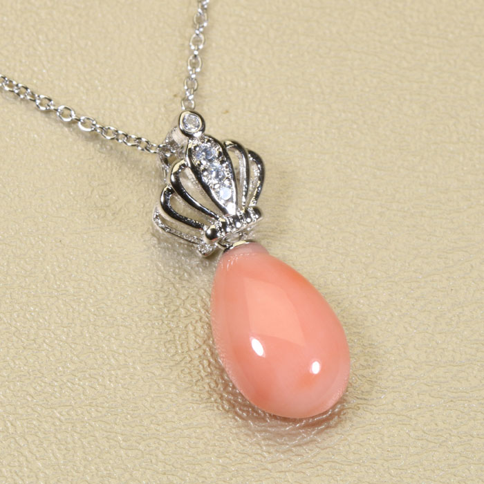 ネックレス ペンダントピンク ガーネ珊瑚 シルバー 無染色SANSUI レディース 女性 ファッション アクセサリー ジュエリー 珊瑚婚式 3月誕生石 ラッピング無料 送料無料 高知 土佐