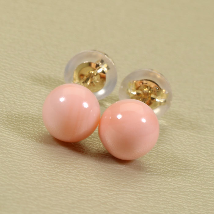 ミス珊瑚 ピンク ピアス 丸玉 K18 18金 無染色SANSUI レディース 女性 3月誕生石 天然珊瑚 sango 本さんご コーラル 宝石 サンゴ 土佐 高知 ラッピング 無料 送料無料