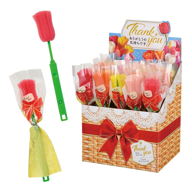 【※200個セット販売※】 【ありがとうの気持ちです コップ・ボトル用伸縮スポンジ】 花 花束 ディスプレイ 母の日 人気 ギフト 販促品 粗品 ノベルティ 記念品 イベント 景品 プレゼント 贈り物 新生活 キャンペーン キッチン ばらまき