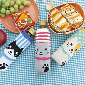 【ハッピーキャットペットボトルカバー】【300個セット販売/1個あたり84円(税込)】ペットボトルカバー 販促品 粗品 ノベルティ 低単価 景品 記念品 イベント 催事 企画 抽選会 来場促進 プレゼント アニマル 動物 まとめ買い｜イベント企画ノベルティセンター