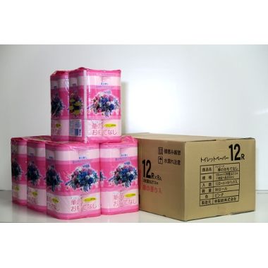 【※代引き不可/1ケース8パックセット販売※】 【W華のおもてなし12R】 送料無料 トイレットペーパー まとめ買い 業務用トイレットペーパー 家庭用トイレットペーパー ソフトダブル 再生紙100% 粗品 ノベルティ 記念品 フローラルの香り 遊技場 パチンコ ハナハナ 4,297円