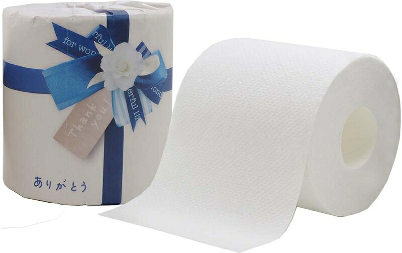 【ありがとうトイレット1R27.5mW／60個セット】 送料無料 トイレットペーパー 日用品 生活雑貨 販促品 粗品 ノベルティ イベント 記念品 挨拶 来店 来場 特典 ばらまき 感謝 まとめ買い 介護施設