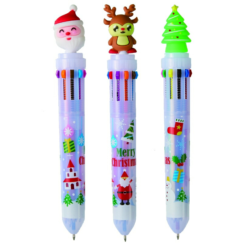 【お得なセット販売】【クリスマス10色カラーボールペン】メリークリスマス Christmas Xmas 冬の販促品 クリスマスイベント 景品 クリスマスパーティー クリスマス会 プレゼント交換 抽選会 子ども向け 景品 プチギフト 文具 文房具 ステーショナリー 幼稚園 保育園