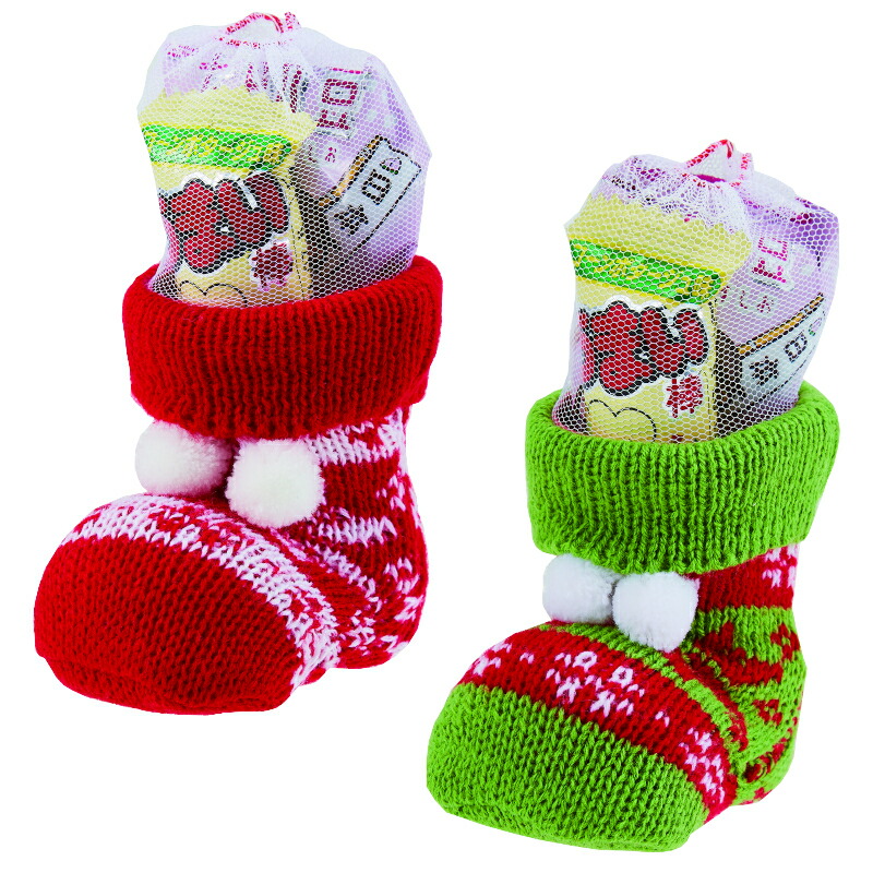 【お得なセット販売】<br>【クリスマス・ニットブーツ(お菓子入)】<br>クリスマスブーツ クリスマスお菓子ブーツ Christmas Xmas 冬の販促品 クリスマスイベント 景品 クリスマスパーティー クリスマス会 プレゼント交換 抽選会 子ども向け 景品 プチギフト 幼稚園 保育園