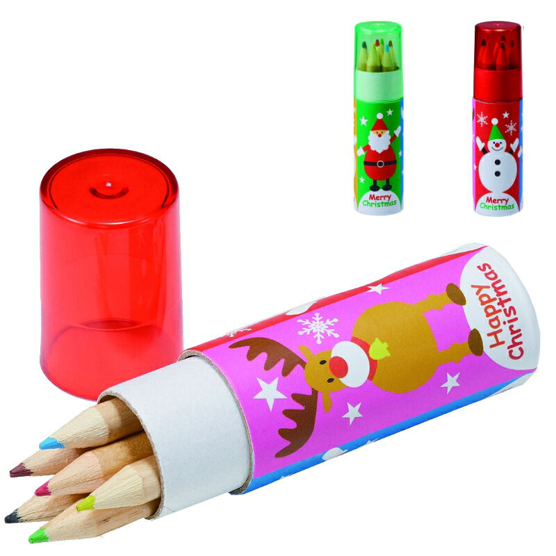 【お得なセット販売】【クリスマス色鉛筆(6本入)】メリークリスマス Christmas Xmas 冬の販促品 クリスマスイベント 景品 クリスマスパーティー クリスマス会 プレゼント交換 抽選会 子ども向け 景品 プチギフト 文具 ステーショナリー 幼稚園 保育園｜イベント企画ノベルティセンター