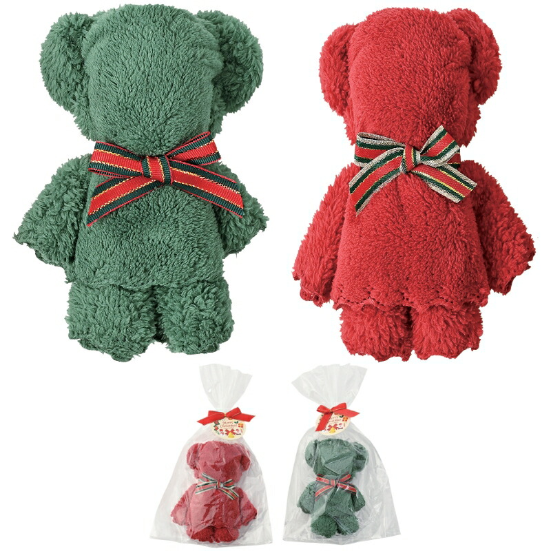 【お得なセット販売】<br>【クリスマス・ふんわりベアタオルハンカチ】<br>メリークリスマス Christmas Xmas 冬の販促品 クリスマスイベント 景品 クリスマスパーティー クリスマス会 プレゼント交換 抽選会 子ども向け 景品 プチギフト ハンカチ ハンドタオル