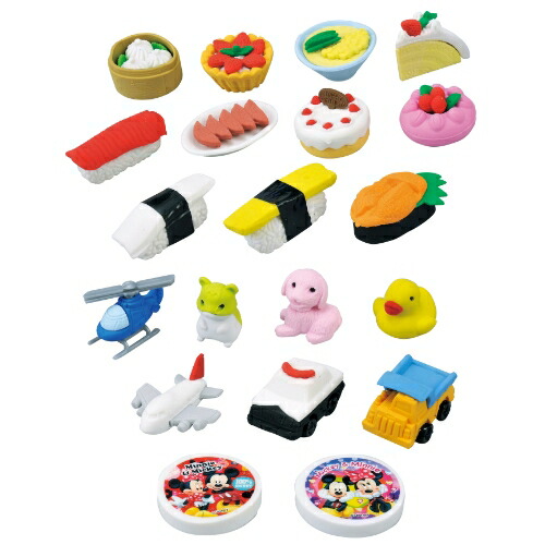 【ガチャMIXバラエティけしごむ／100個】送料無料 ガチャキューブ ガチャガチャ 販促品 粗品 ノベルティ イベント 景品 おまけ 子ども キッズ 抽選会 プレゼント おもちゃ 催事 飲食店 カーディーラー ハウジング 展示場 ショールーム 来場 来店 飲食店 カプセル画像