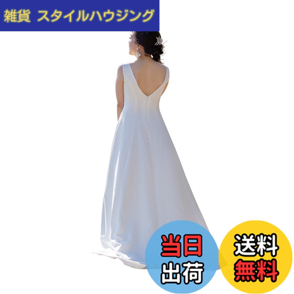 【貨物輸送無料】[EightSTAR Dress] 前撮り 婚礼の儀お召しもの 自然的 お嫁さん 分かりやすい 白 衣裳 お嫁さん 二次会 お召しもの 主人公 後ろ側あき ノースリーブ ロング ギア a伝達ルート (S, 白いこと)