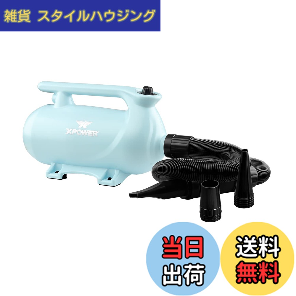 【送料無料】XPower B-163ペットドライヤー 低騒音 二段階調節可能な熱設定 三つのノズル付き 携帯用ペット用ドライヤー 3色オプション (ブルー)｜雑貨　スタイルハウジング