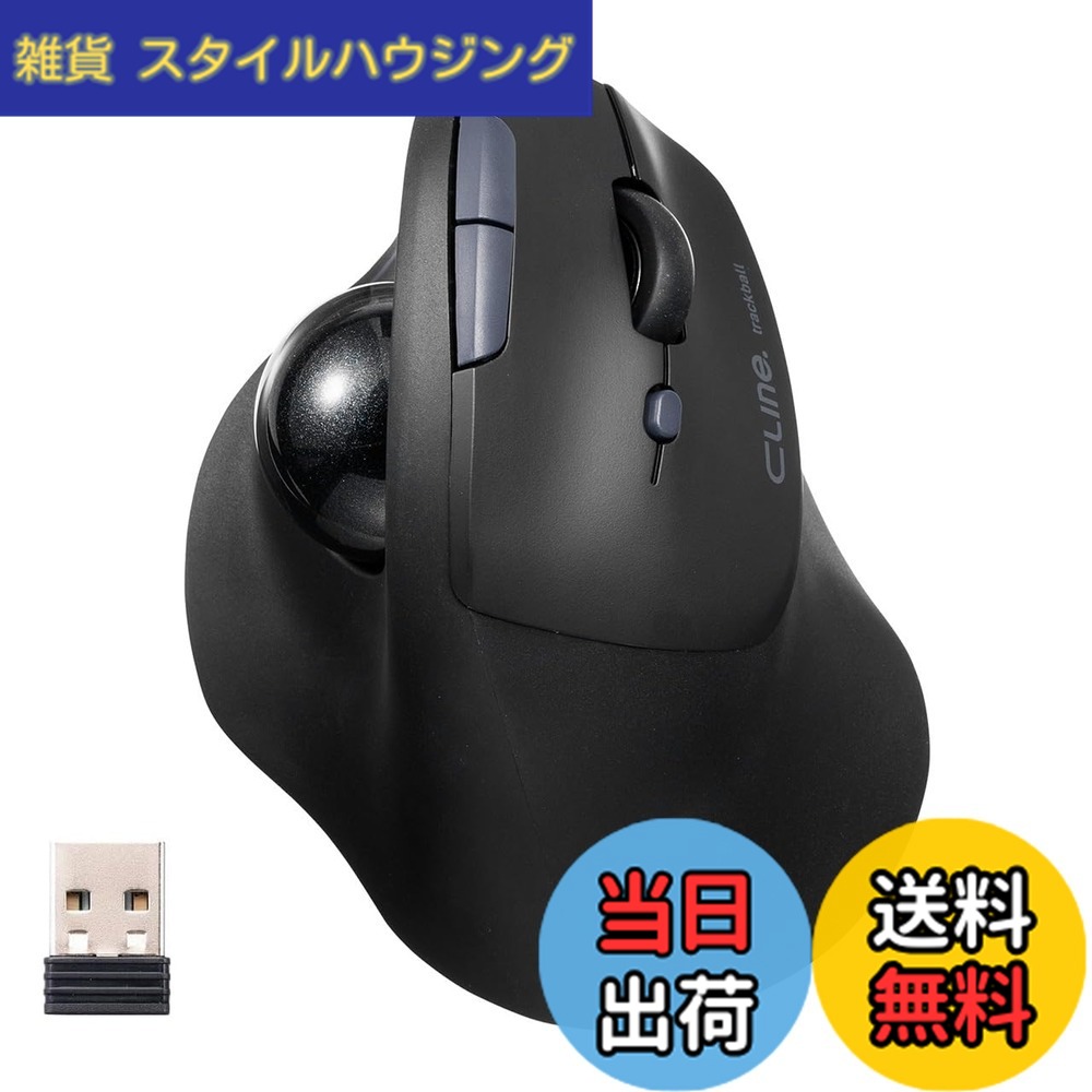【送料無料】サンワダイレクト トラックボール エルゴノミクス マウス 静音 無線 Bluetooth 2.4GHz 【戻る/進むボタン搭載】 充電式 400-MAWBTTB190BK