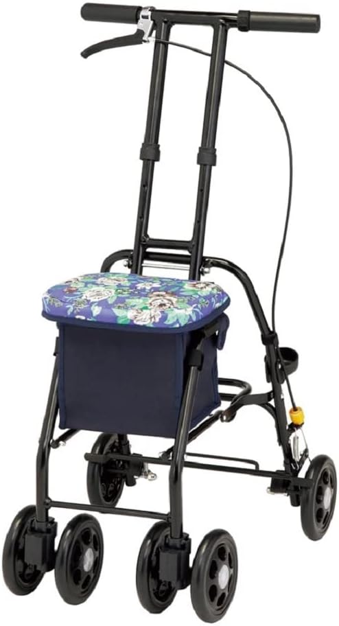 マキテック シルバーカー スリムムーヴ 青花柄 軽量 コンパクト 折りたたみ 小物入れ付き 　SX-15BF