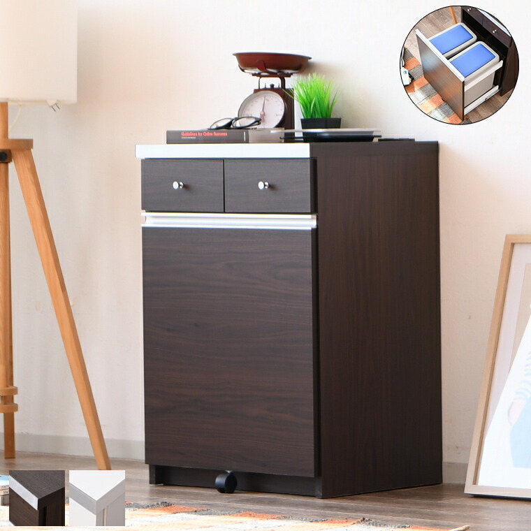 ダストボックス キッチンカウンター おしゃれ 2分割 55センチ ゴミ箱付き 完成品 ダストカウンター 一人暮らし 分別 コンパクト 新生活 セール