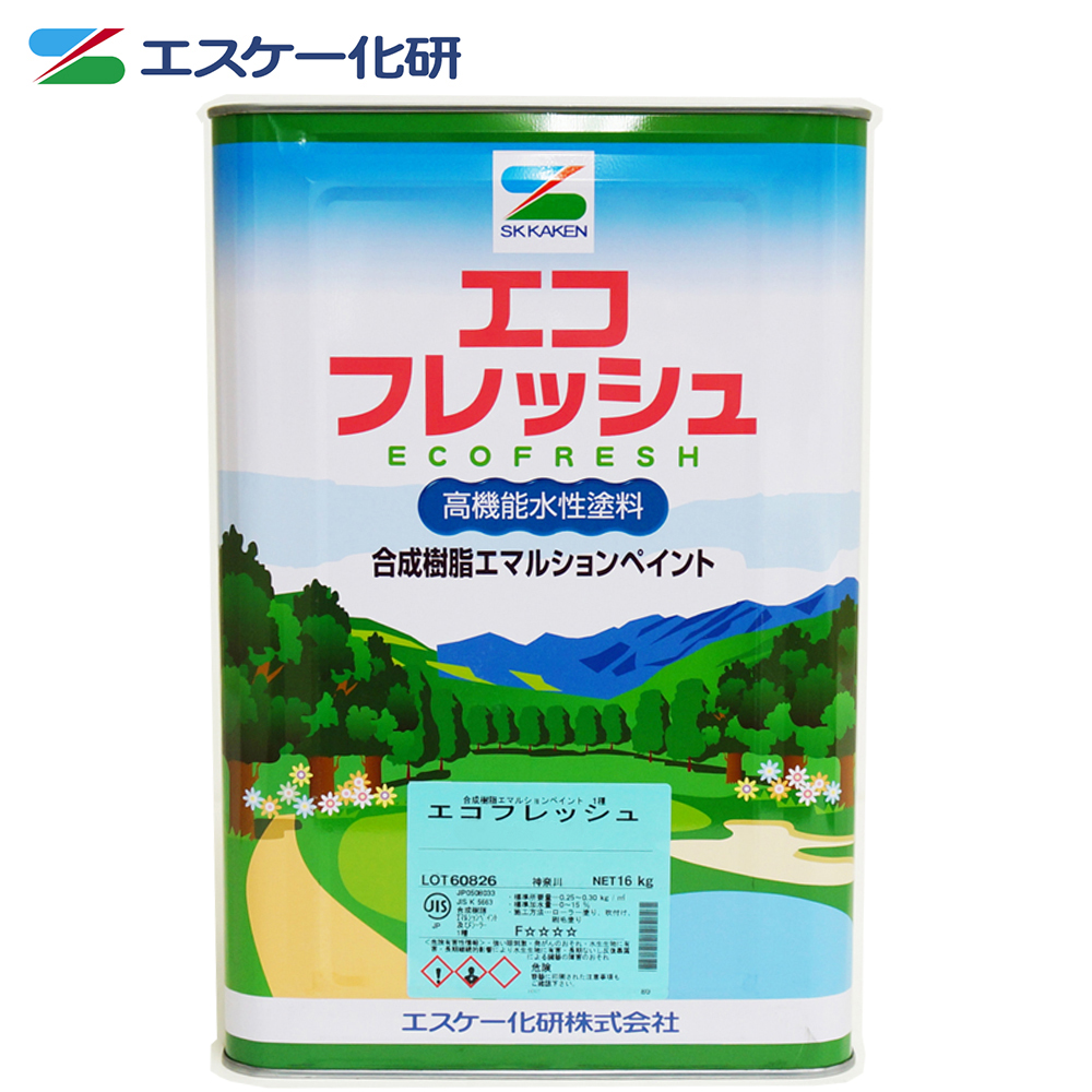 楽天市場】送料無料！エコフレッシュ 3分艶 16kg 白/淡彩色 エスケー化 