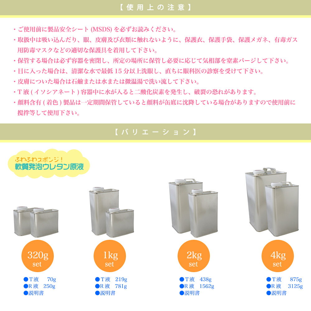 玄関先迄納品 軟質発泡ウレタン原液 CM-K-200 ふわふわスポンジ 4kｇセット DIY・工具