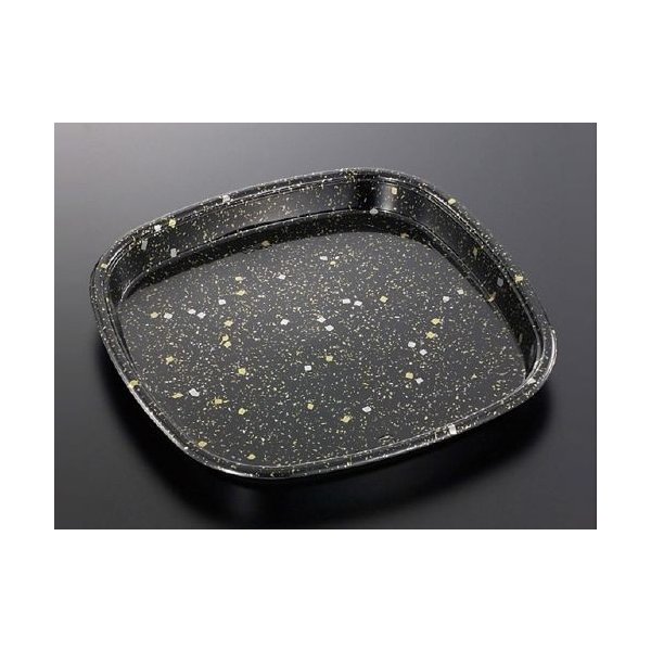 【屋号必須】中央化学 寿司用容器 HS角桶60 黒金箔-BK 身 394×394×38mm 1ケース80枚入り|包材の蔵 店