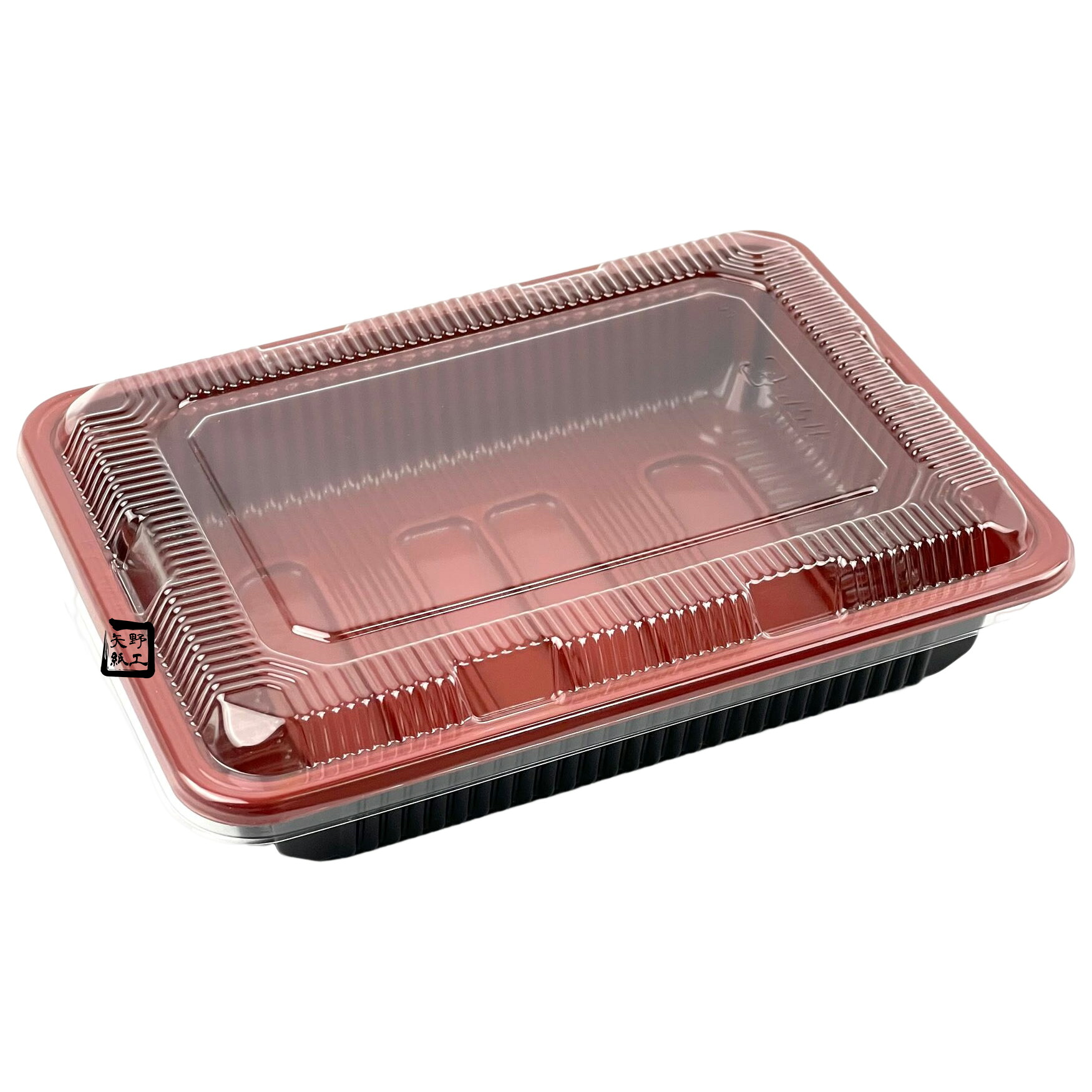 【屋号至要たる】弁当入れもの 中仕切り皆無 KY-5 朱黒 164×119×31粍 KY-5盛のせ蓋仕掛ける 1仕掛ける各2400枚入 北原産業