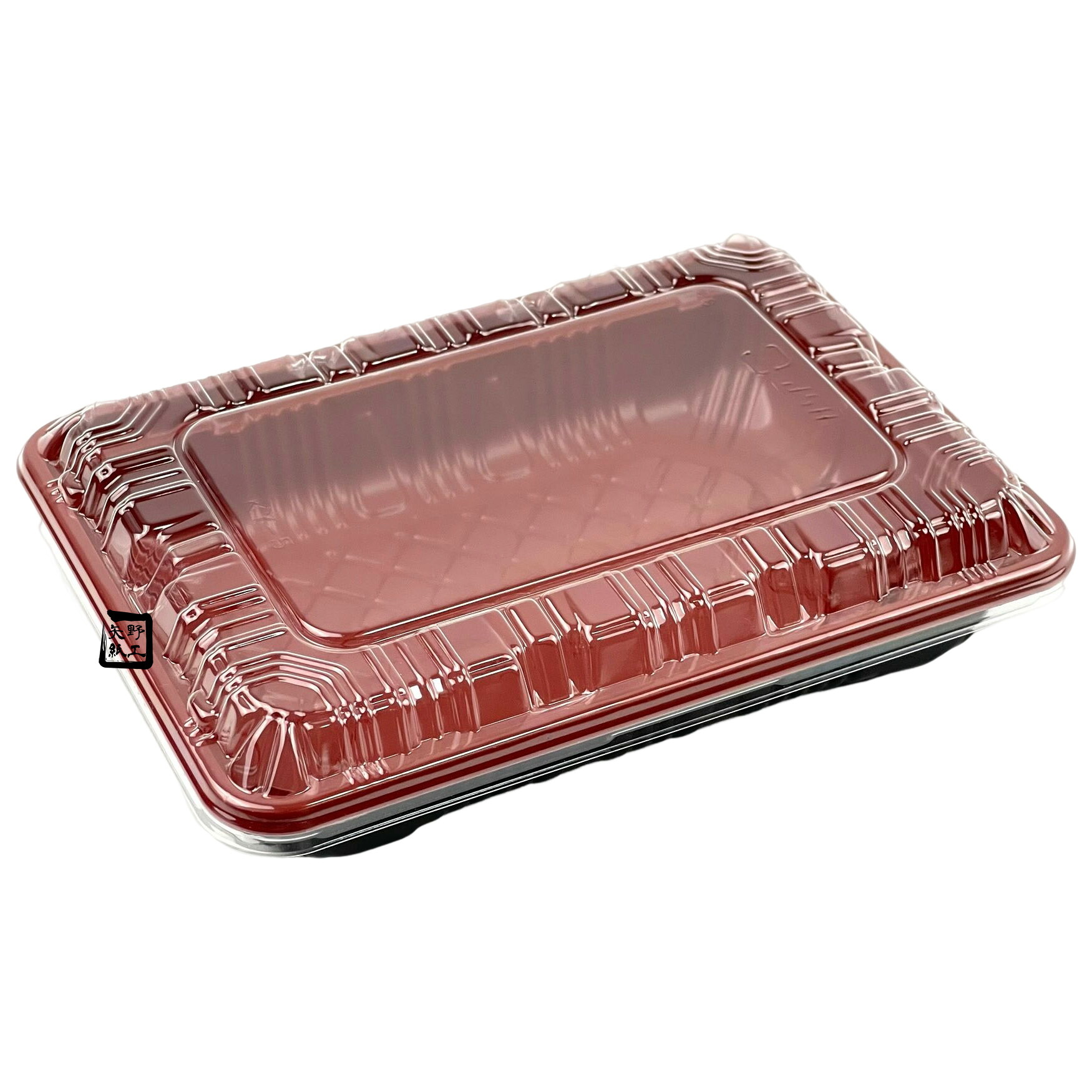 【屋号至要たる】弁当入れもの 中仕切り皆無 KY-5PPF 朱黒 164×119×30粍 外嵌合 領域相応う KY-5盛嵌合蓋仕掛ける 1仕掛ける各2400枚入 北原産業